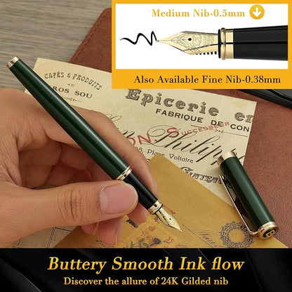 BEILUNER Racing Green Fountain Pen, Stunning Luxury Pens - Image 4