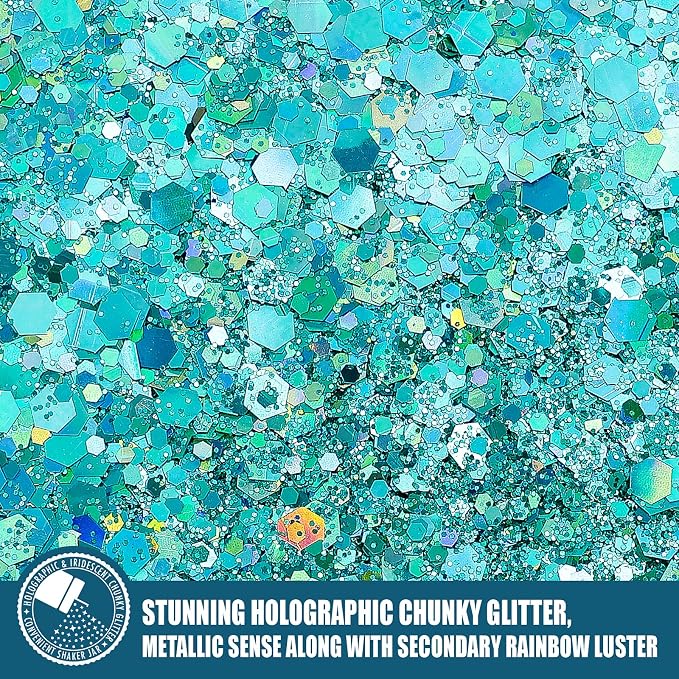 Holographic Chunky Glitter, 5.64oz/160g Craft Glitter Powder Mixed Chunky & - Image 2