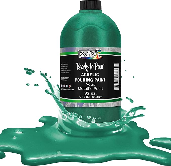 Pouring Masters Aqua Metallic Pearl Ready to Pour Acrylic Pouring Paint by USArtSupply