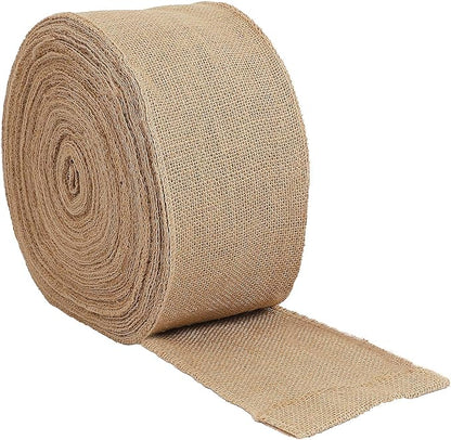 KINJOEK 5 Inch Wide 11 Yards Burlap Ribbon, Natural Jute Fabric Ribbon Crafts by KINJOEK