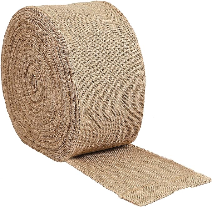 KINJOEK 6 Inch Wide 11 Yards Burlap Ribbon, Natural Jute Fabric Ribbon Crafts by KINJOEK