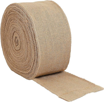 KINJOEK 6 Inch Wide 11 Yards Burlap Ribbon, Natural Jute Fabric Ribbon Crafts by KINJOEK