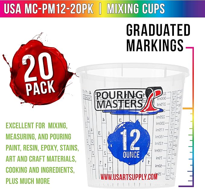 Pouring Masters 12 Ounce Graduated Plastic Mixing Cups - Image 2