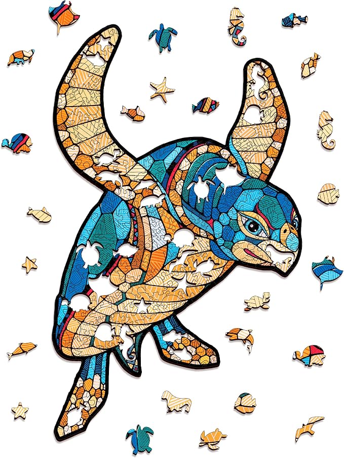 EWA Home Décor – Turtle Small 80 Pieces – Wooden Jigsaw Puzzle by EWAEcoWoodArt