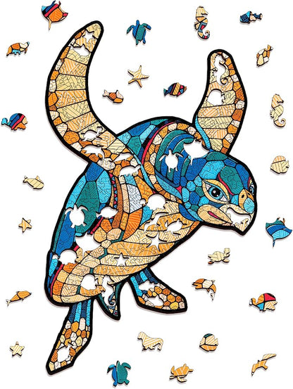 EWA Home Décor – Turtle Small 80 Pieces – Wooden Jigsaw Puzzle by EWAEcoWoodArt