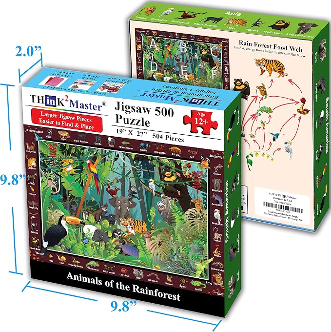 Think2Master Colorful Rainforest Jungle Zoo Animals 500 pieces Large Format - Image 5