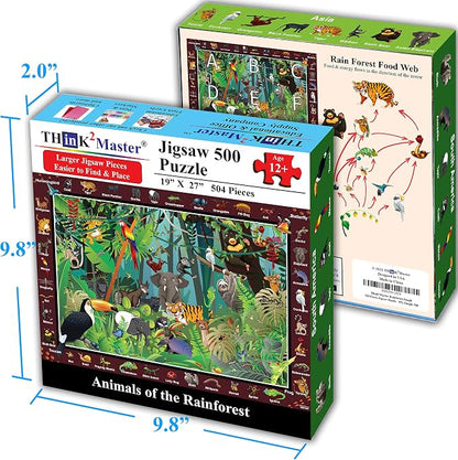 Think2Master Colorful Rainforest Jungle Zoo Animals 500 pieces Large Format - Image 5