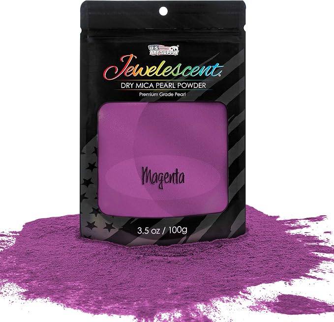 U.S. Art Supply Jewelescent Mica Pearl Pigment Powder, Magenta 3.5 oz Pouch by USArtSupply