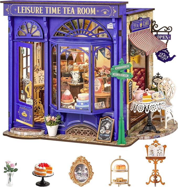 Rolife DIY Miniature House Kit Leisure Tea Time, 3D Book Nook Openable by Rolife