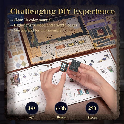 3D Wood Puzzle Book Nook Kit, DIY Magical Miniature Dollhouse - Image 4