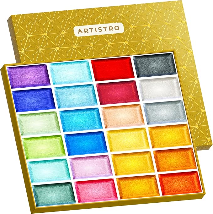 ARTISTRO Professional Metallic Watercolor Paint Set by ARTISTRO