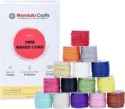 Mandala Crafts 2mm 11 X 15 Yards Assorted Cotton Waxed Cord - Image 4
