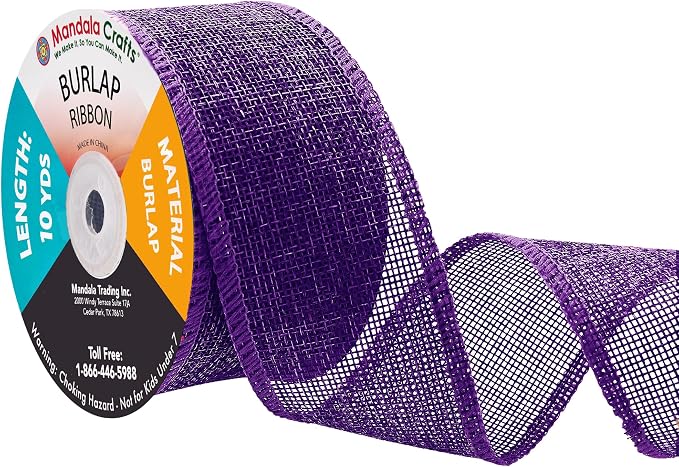 Mandala Crafts Purple Burlap Ribbon 2 Inches Wide Jute Ribbons by MandalaCrafts