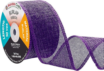 Mandala Crafts Purple Burlap Ribbon 2 Inches Wide Jute Ribbons by MandalaCrafts