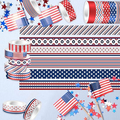 Adirasenotek Washi Tape 12 Rolls Patriotic Packing Tape American Flag - Image 3