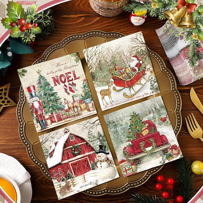 Janlaugh 200 Pcs Christmas Cocktail Napkins Disposable Nutcracker Paper Napkins - Image 5
