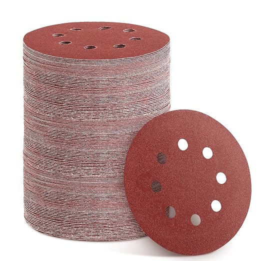 150pcs 100 Grit Sanding Discs, 5-Inch 8-Hole Sandpaper, by YEHBS