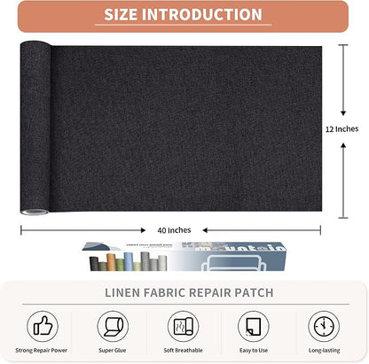 Fine Linen Fabric Patches, Self-Adhesive, Extra Large 12x40 Inch, - Image 2