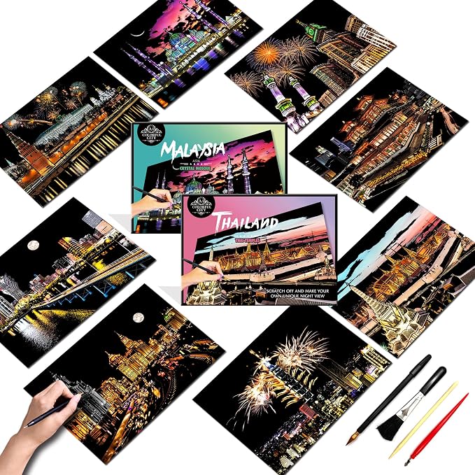 Scratch Art Painting Kit for Adults-8 Sheets A4 Rainbow Scratch Painting Paper by PAITUEND
