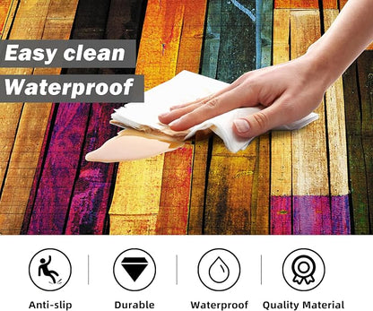 Kitchen Mats for Floor Colorful kitchen rugs Cool Wooden Abstract Anti Fatigue - Image 4