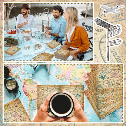 60 Pcs World Travel Cocktail Paper Napkins 6.5 x 6.5 Inches Disposable Paper - Image 6