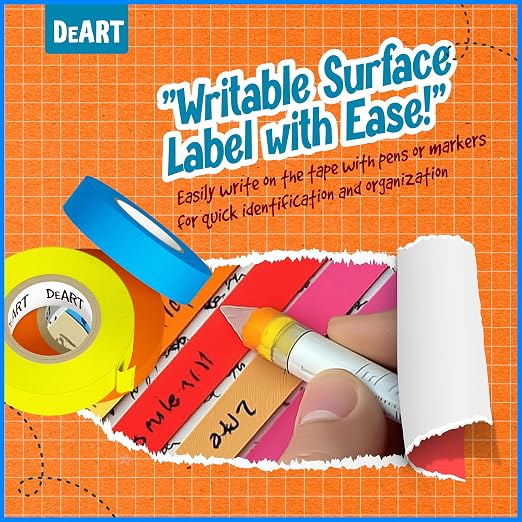 DEART Masking Tape 8 or 12 Pack 1 inch Colored Painters Tape - Image 6