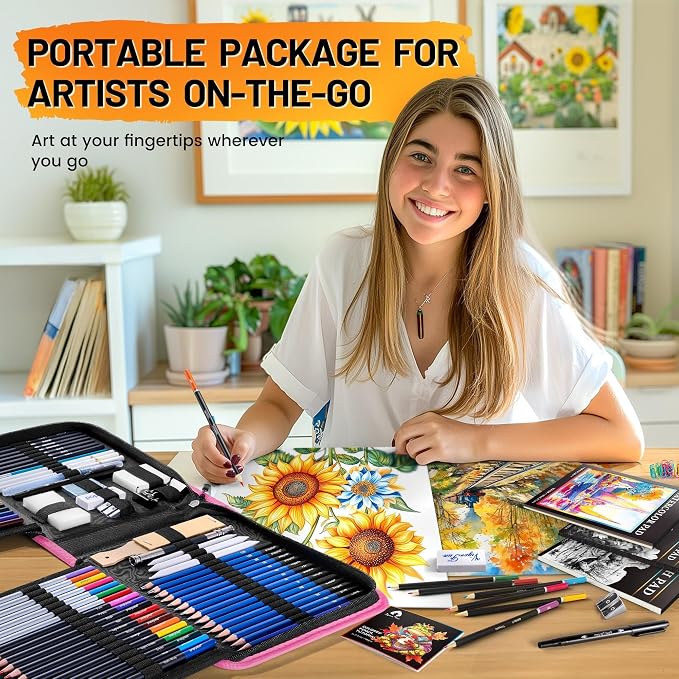 133 PCS Art Supplies Sketching Kit, Pro Drawing Pencils - Image 7
