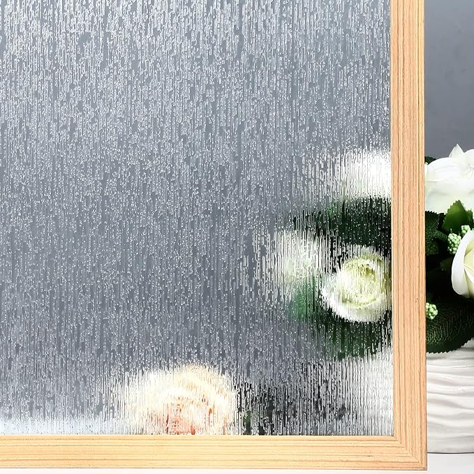 VELIMAX Rain Glass Window Film Privacy Static Window Clings Decorative Glass by VELIMAX