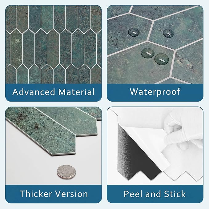 SUNWINGS Backsplash Tile for Kitchen Peel and Stick, Stone Composite Self - Image 3