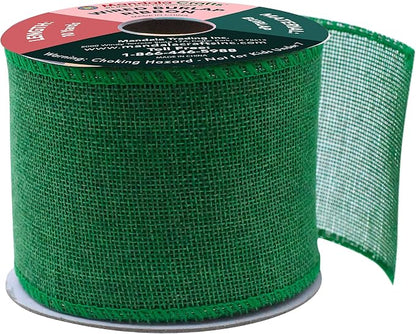 Mandala Crafts Green Burlap Wired Ribbon 3 Inches Wide Jute Ribbons - Image 2
