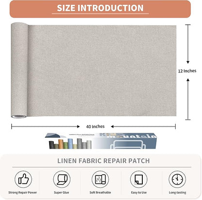 Fine Linen Repair Patches, Self-Adhesive Linen Fabric Patches, 12X40 inch Extra - Image 2
