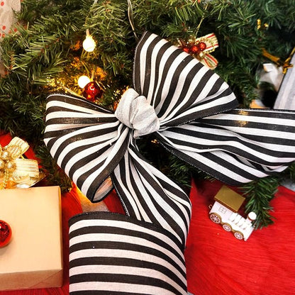 CT CRAFT LLC Striped Canvas Cotton Ribbon 6" x 10 Yards Ivory/Black Stripes - Image 7