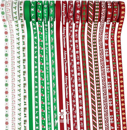 MEEDEE 3/8 inch 100 Yards Assorted Christmas Ribbon - Image 8
