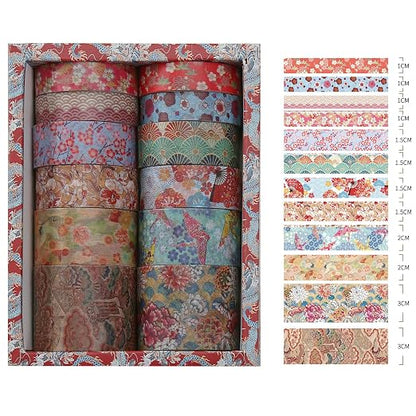 12 Rolls Kyoto Charm Washi Tape Set Japanese Arts Adhesive Tapes Geometric - Image 3