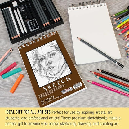 U.S. Art Supply 5.5”x8.5 Premium Heavy-Weight Paper Spiral Bound Sketch Book: - Image 6