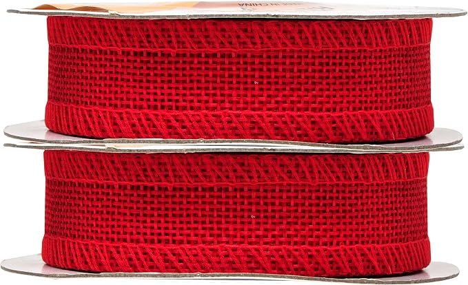 Mandala Crafts Red Burlap Ribbon 1 Inch Wide Jute Ribbons - Image 2