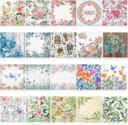 Crtiin 20 Pack Assorted Floral Napkins by Crtiin
