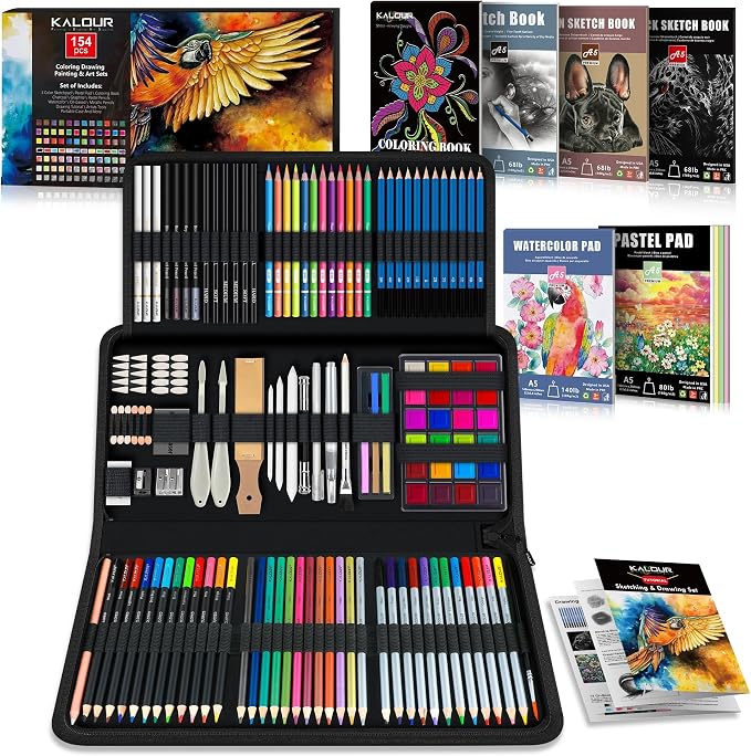 KALOUR 154PCS Artists Art Supplies by KALOUR