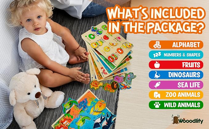 7 Pack Wooden Puzzles for Toddlers 2 3 4 5 Years Old - Image 7