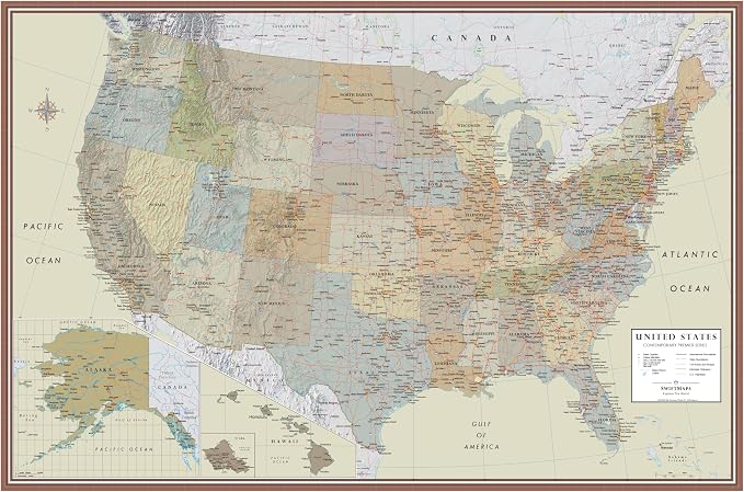 24x36 United States, USA Contemporary Premier Wall Map Poster by Swiftmaps
