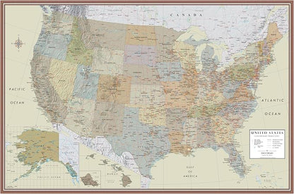 24x36 United States, USA Contemporary Premier Wall Map Poster by Swiftmaps