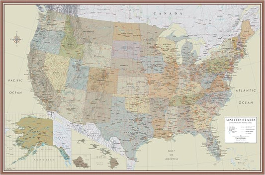 24x36 United States, USA Contemporary Premier Wall Map Poster by Swiftmaps