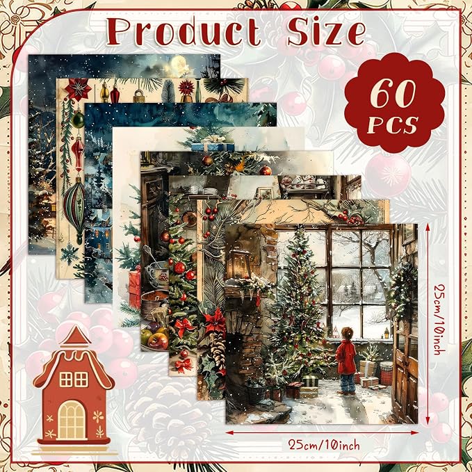 Ganeen 60 Pcs 10 x 10 Inch Vintage Christmas Quilting Fabric Squares Nutcracker - Image 2