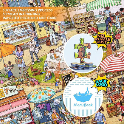 MOMIBOOK Puzzles for Adults 1000 Piece Jigsaw Puzzles of Let's Go! to The Market - Image 4