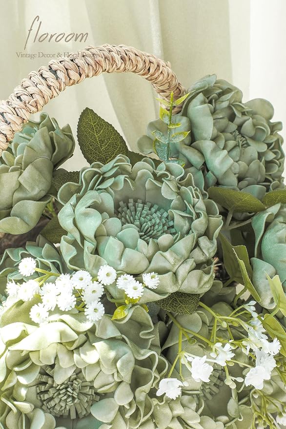 Floroom Artificial Flowers 16pcs 4" Elf Green Blooming Peonies Real Looking - Image 4