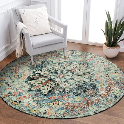 Lahome Bohemian Floral Medallion Round Rug - 3Ft Small Bedroom Round Area Rug by Lahome