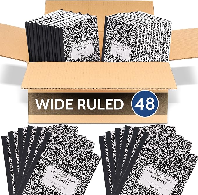 EPI Marble Hardcover Wide Ruled Composition Notebook | 200 Pages, 9.75 x 7.5 in by EPI