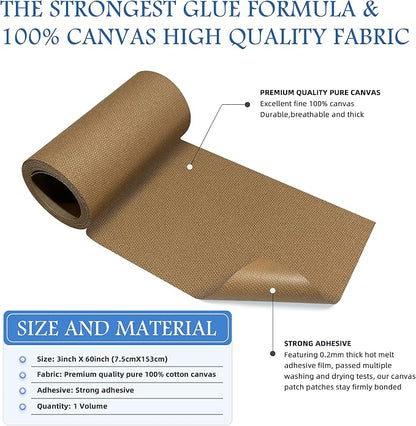 KING MOUNTAIN Canvas Iron on Patch, Waterproof 100% Cotton Fabric Repair Patch - Image 2