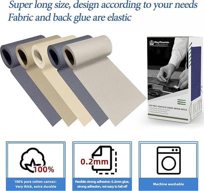KING MOUNTAIN Canvas Iron on Patch, Waterproof 100% Cotton Fabric Repair Patch - Image 3