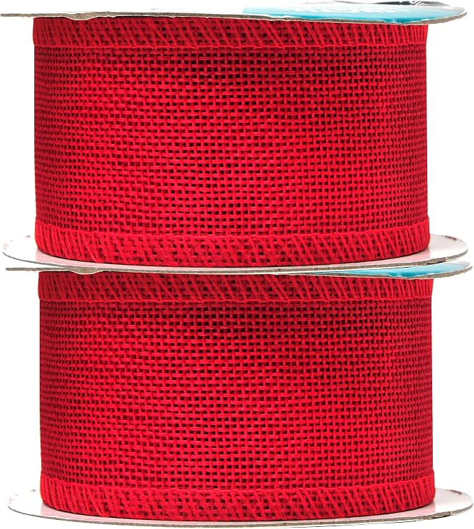Mandala Crafts Red Burlap Ribbon 2 Inches Wide Jute Ribbons - Image 2
